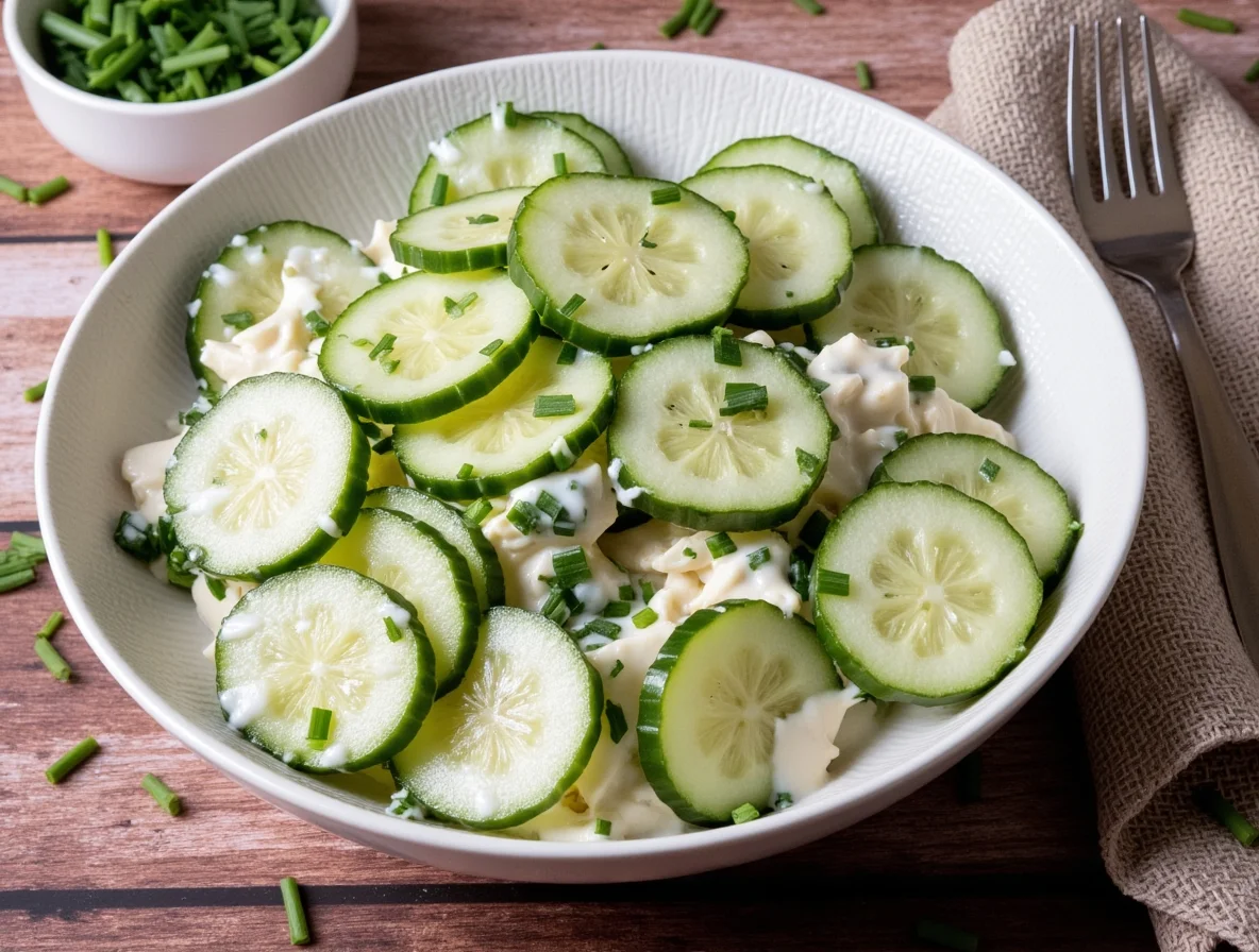 Salade de concombre à la crème et ciboulette