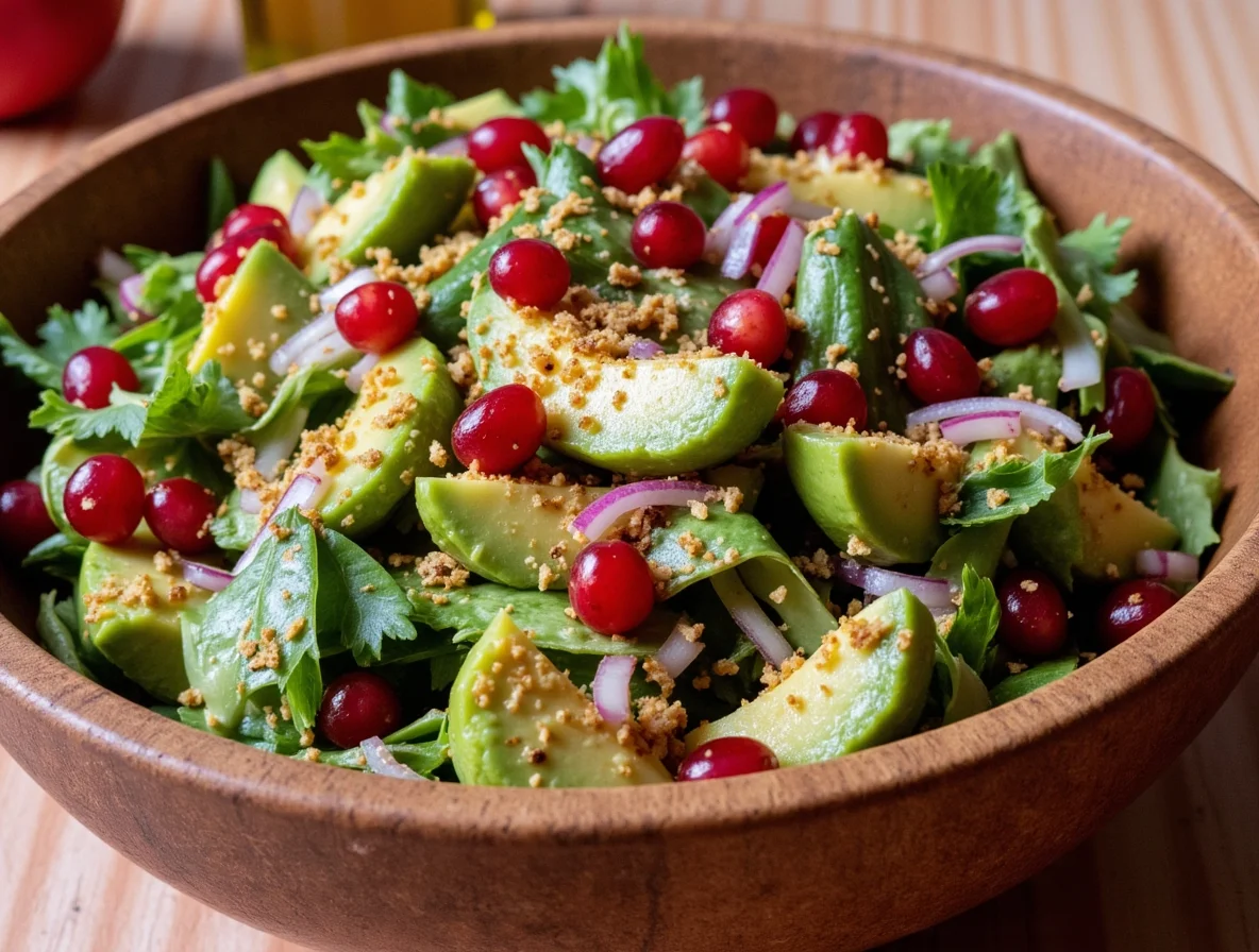 Ensalada de aguacate de Oriente Medio con granada