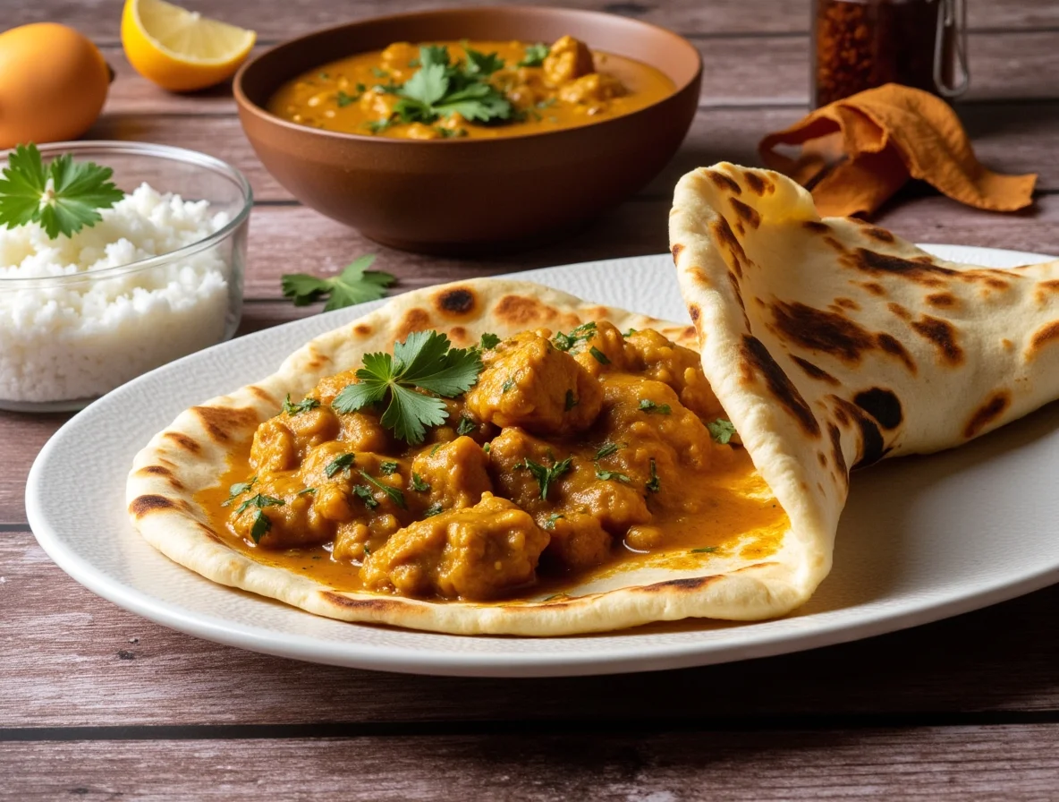 Naan poulet curry