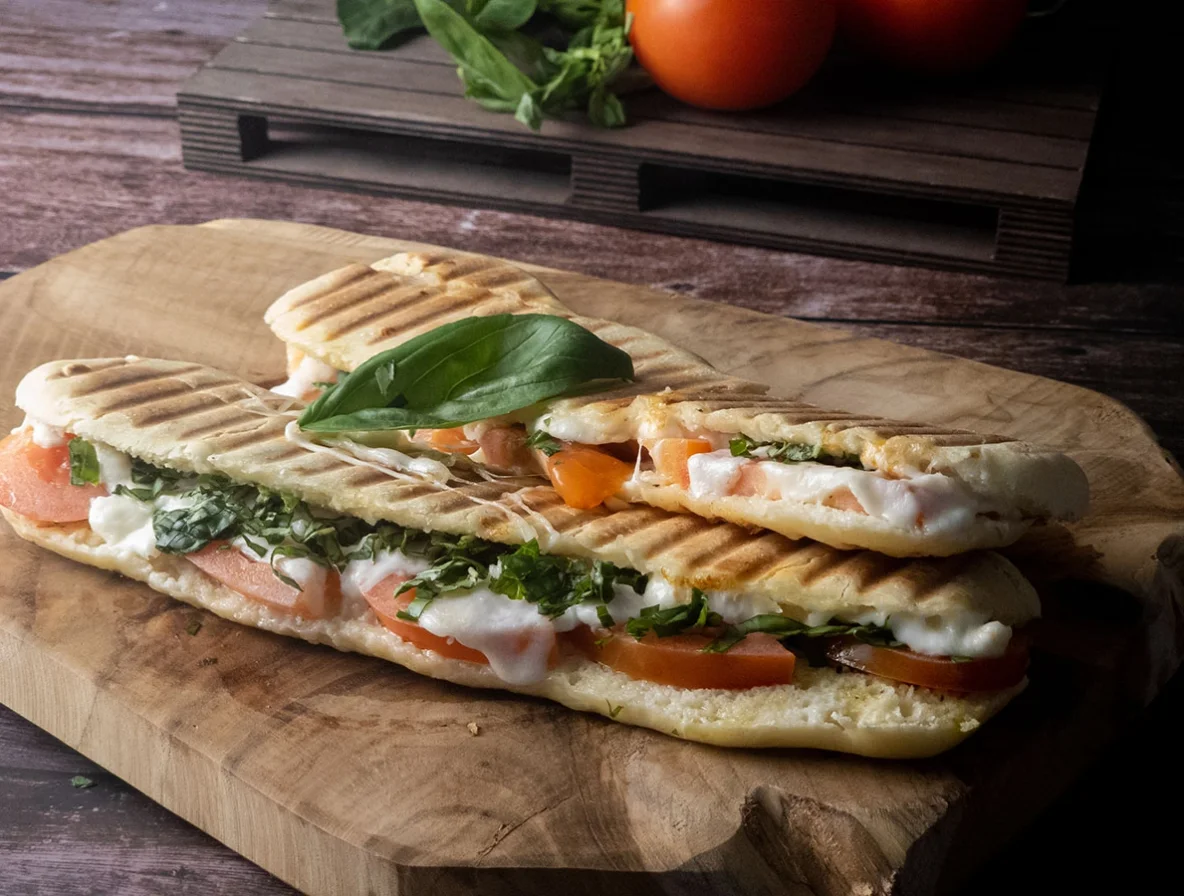 Panini de tomate e mozzarella